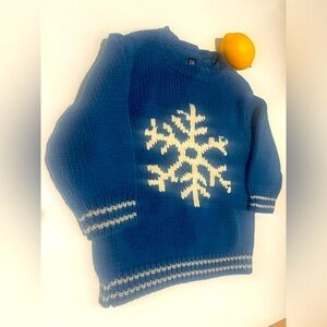 Baby Gap 2T Holiday Sweater Blue Knit Winter Snowflake